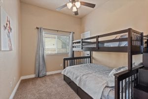 Rental house bedroom with bunks